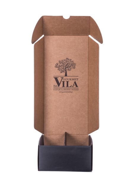 Caixa de Cart&atilde;o Premium 2 Garrafas Preta com Logo dourado | Gourmet Da Vila