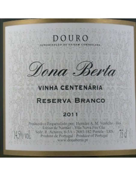 Dona Berta Vinha Centen&aacute;ria Branco 2017 75cl | Dona Berta