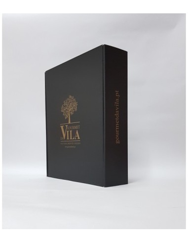 Caixa de Cart&atilde;o Premium 3 Garrafas Preta com Logo dourado | Gourmet Da Vila