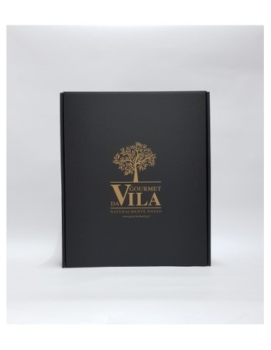 Caixa de Cart&atilde;o Premium 3 Garrafas Preta com Logo dourado | Gourmet Da Vila