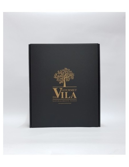 Caixa de Cart&atilde;o Premium 3 Garrafas Preta com Logo dourado | Gourmet Da Vila