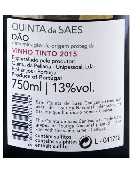 Quinta de Saes Cani&ccedil;as - Touriga Nacional Tinto 2016 | Quinta da Pellada