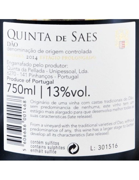 Quinta de Saes Est&aacute;gio Prolongado Red 2015 | Quinta da Pellada