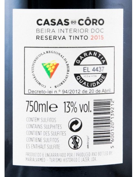 Casas do C&ocirc;ro Reserva Tinto 2015 | Casas do C&ocirc;ro
