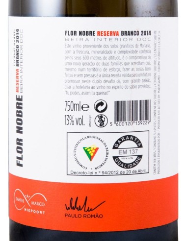 Flor Nobre Reserva Branco 2017 | Casas do C&ocirc;ro