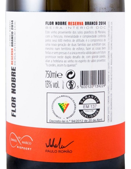 Flor Nobre Reserva Branco 2017 | Casas do C&ocirc;ro